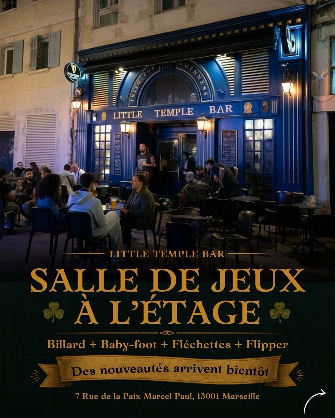La salle de jeux vous attend à l’étage du Little Temple Bar 🎯