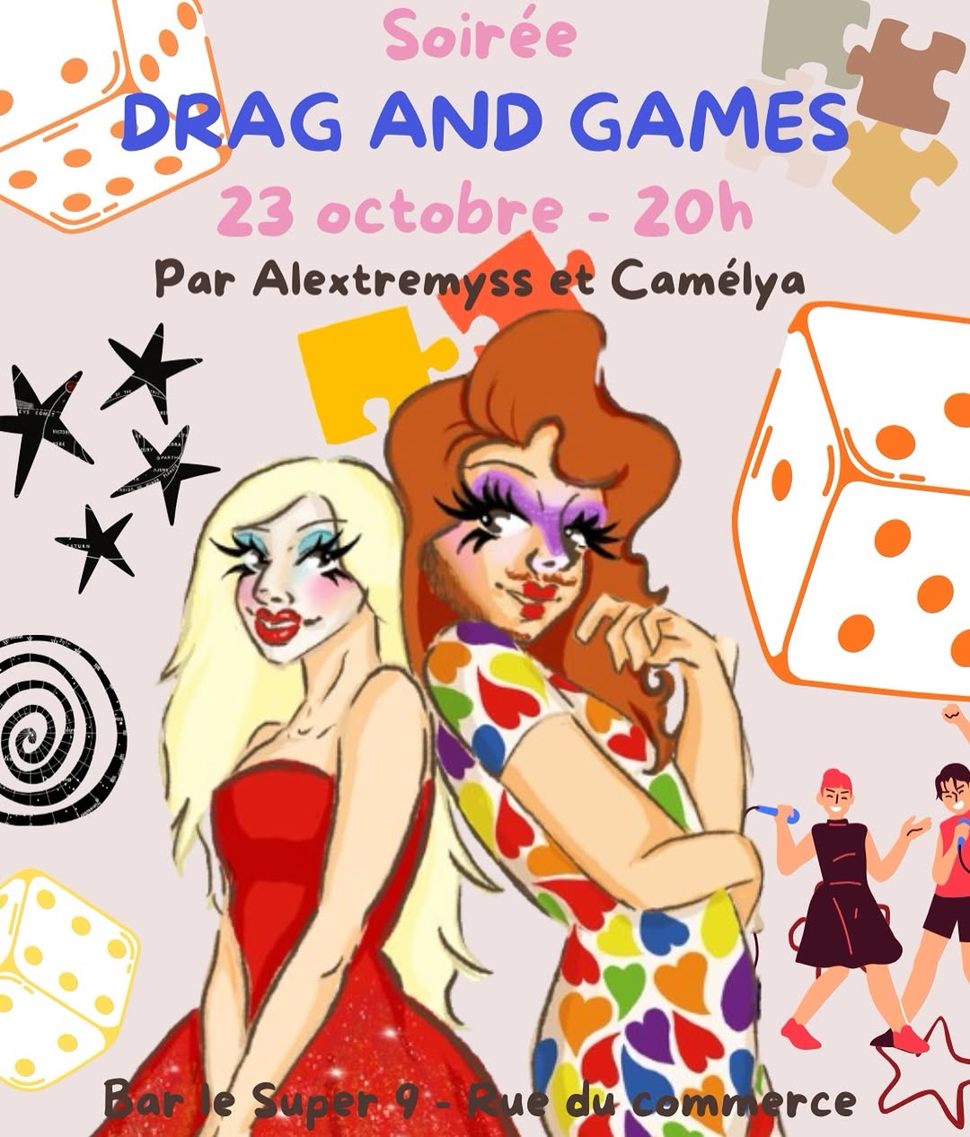 Le Super 9 ! On se retrouve le vendredi 23 octobre pour une soirée Drag & Games 🧩