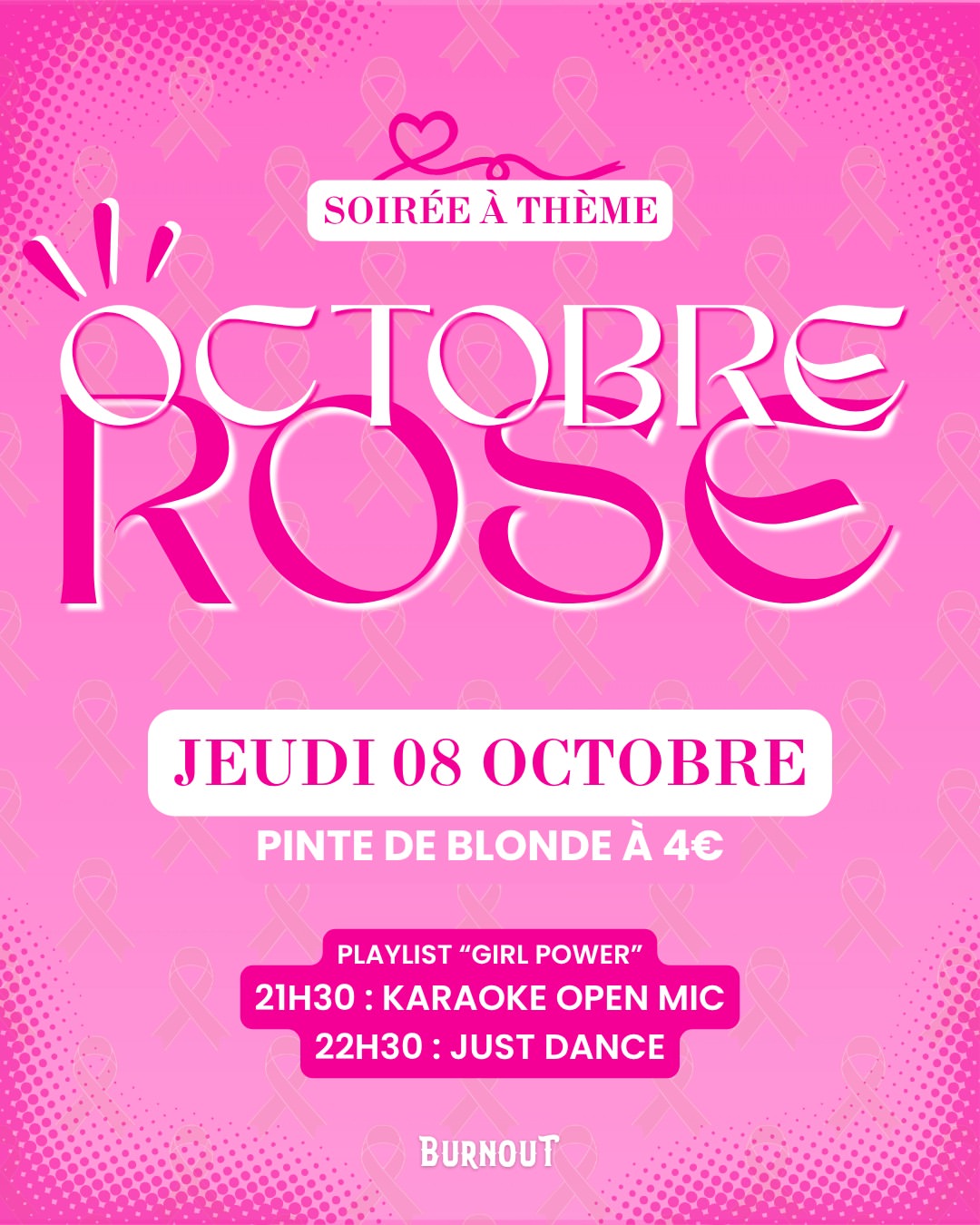 🎗Octobre Rose : rendez-vous le 8 octobre au Burnout Bar !