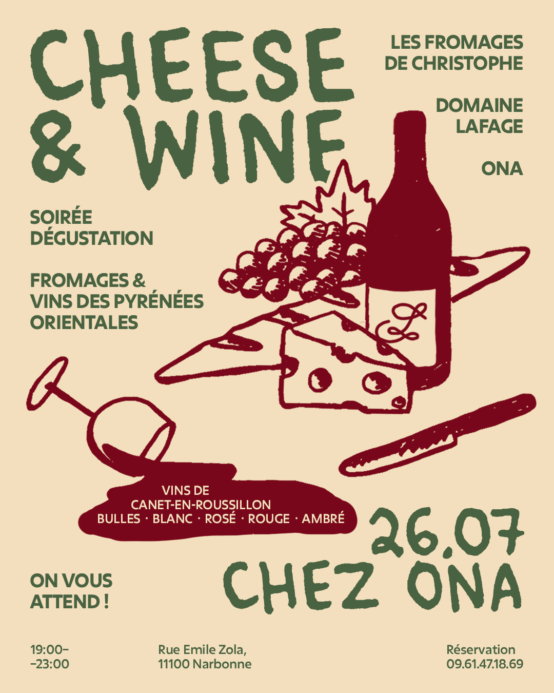 Le , ONA s'associe aux @lesfromagesdechristophe et @domainelafage pour une soirée dégustation autou
