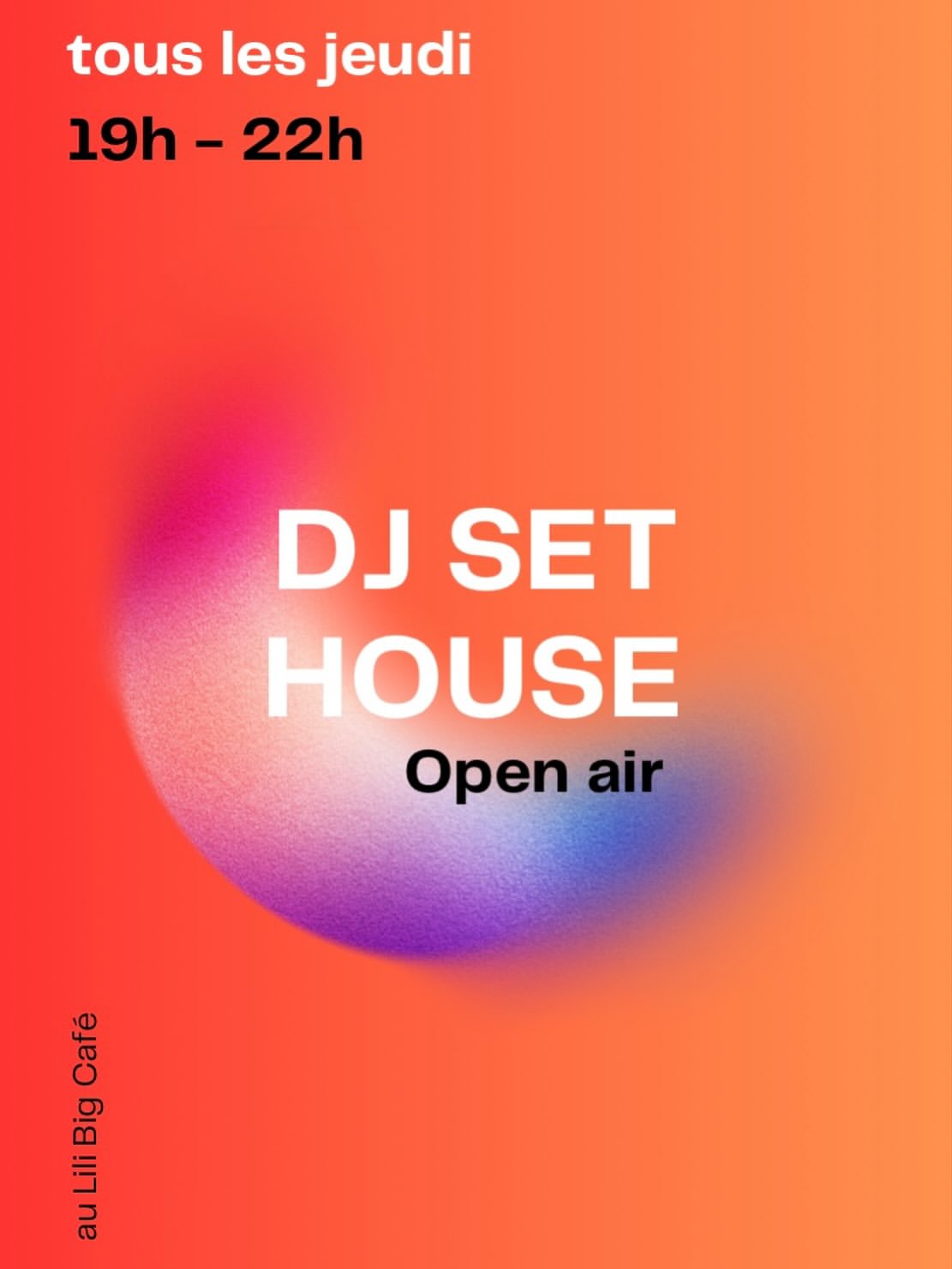 Cet été rendez-vous au lili tous les jeudi de 19h à 22h pour notre dj set en open air