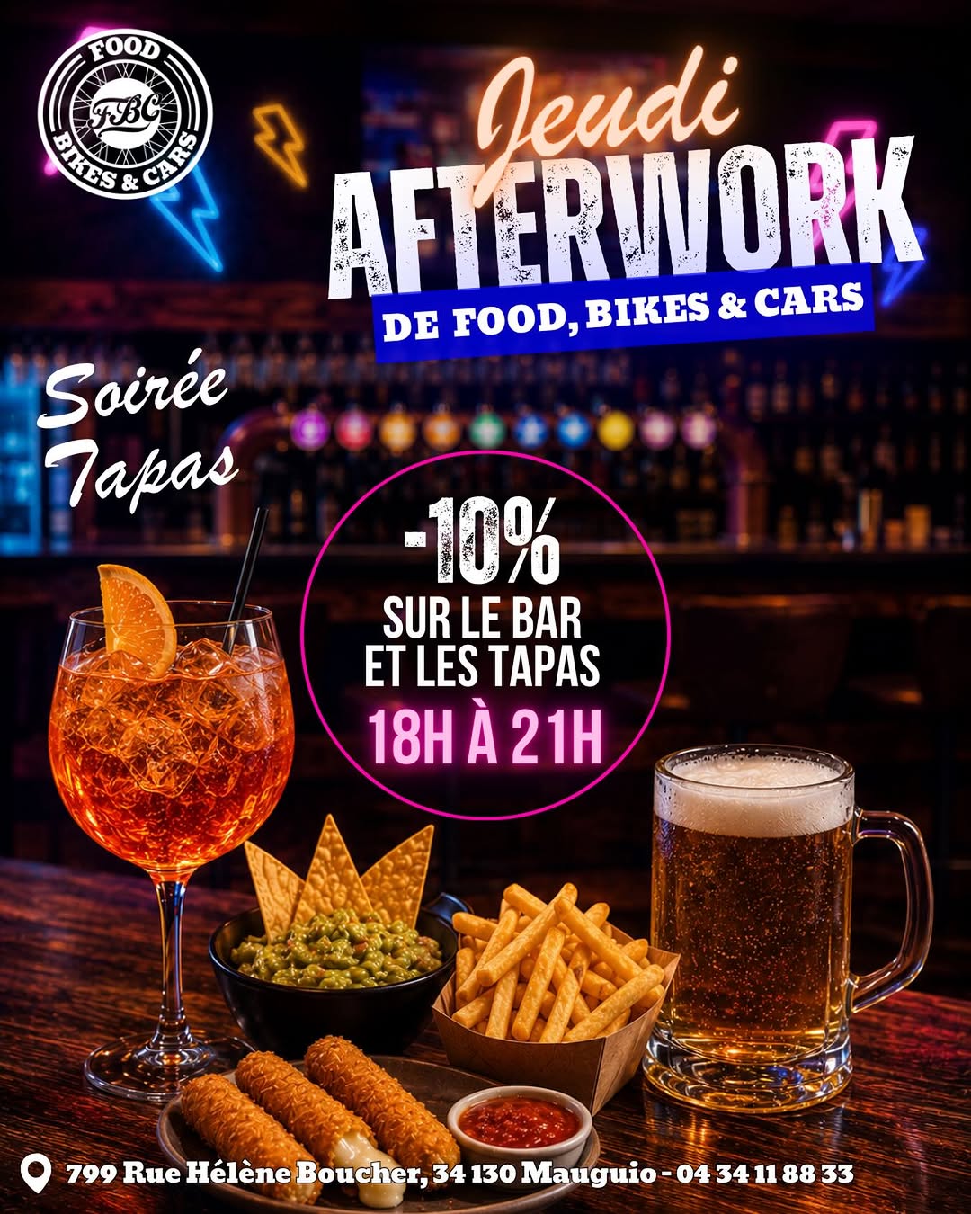 JEUDI = AFTERWORK CHEZ FOOD, BIKES and CARS !