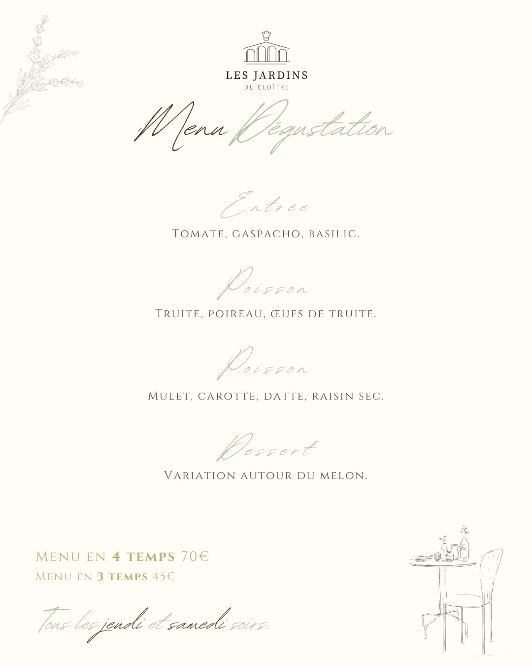 Soiree Menu Signature