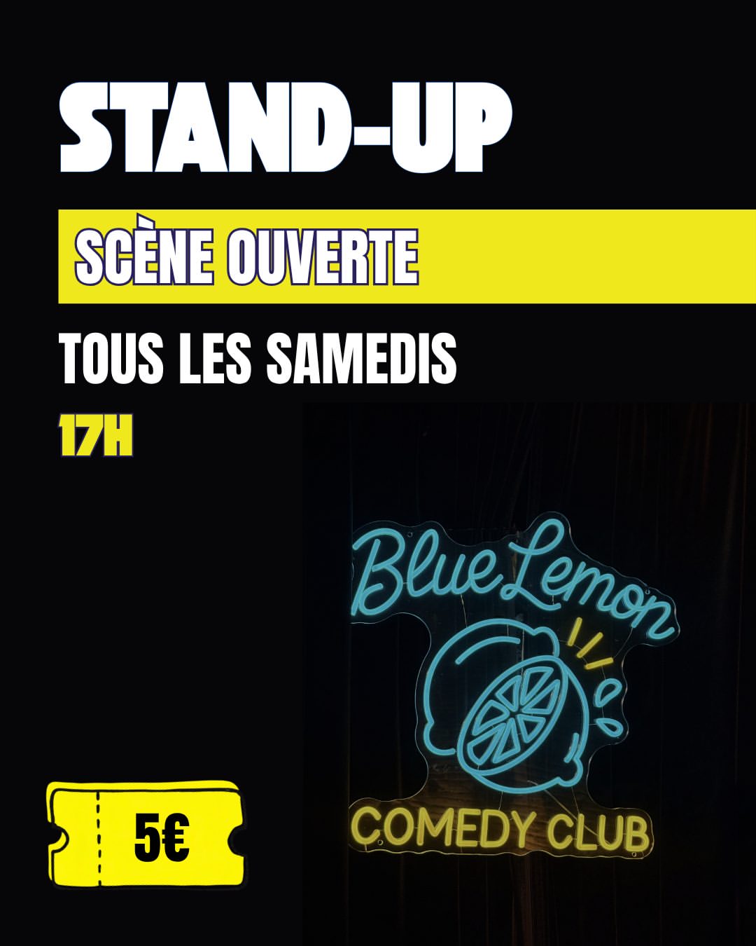 Tous les samedis, c’est stand-up au Blue Lemon Comedy Club 🍋