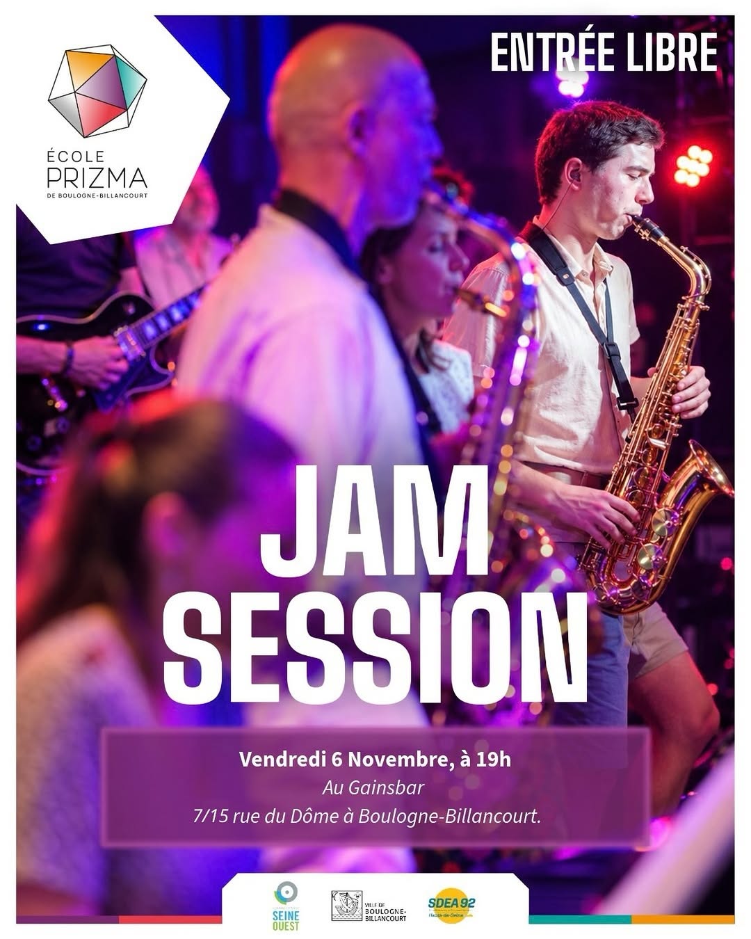 JAM SESSION, Vendredi 6 Novembre, 19h - Le Gainsbar, 7/15 rue du Dôme, Boulogne-Billancourt