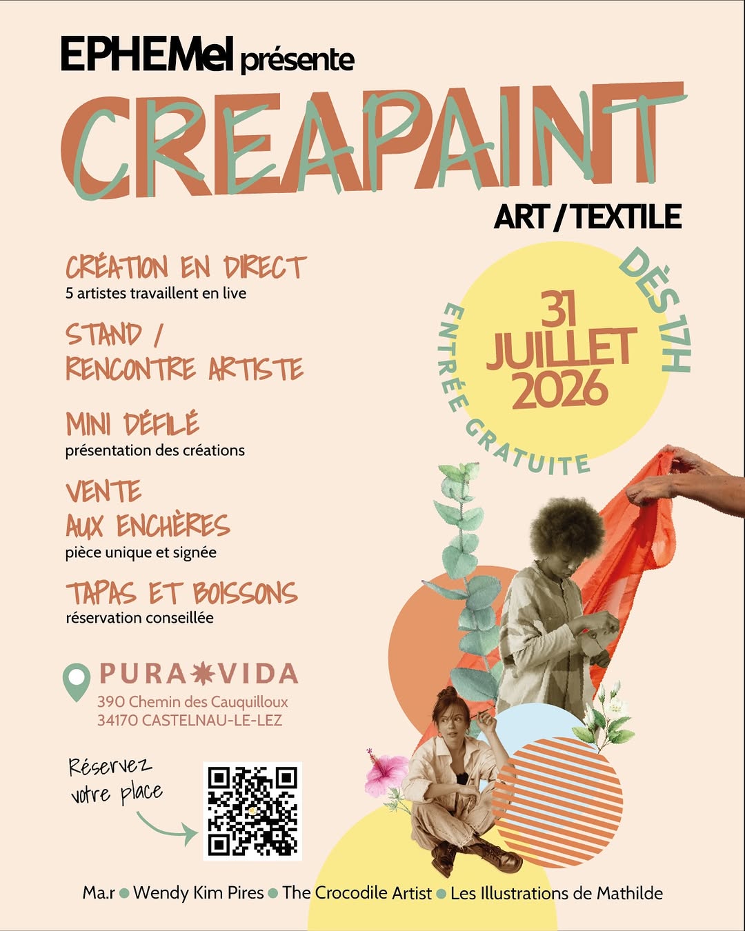 🎨 CREAPAINT — Art & textile en live