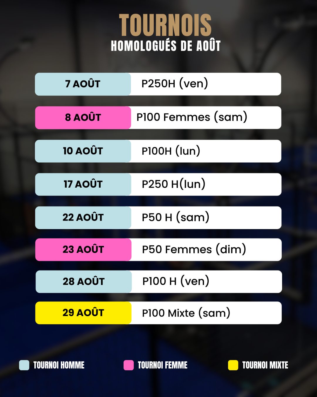 Tournoi Padel Août