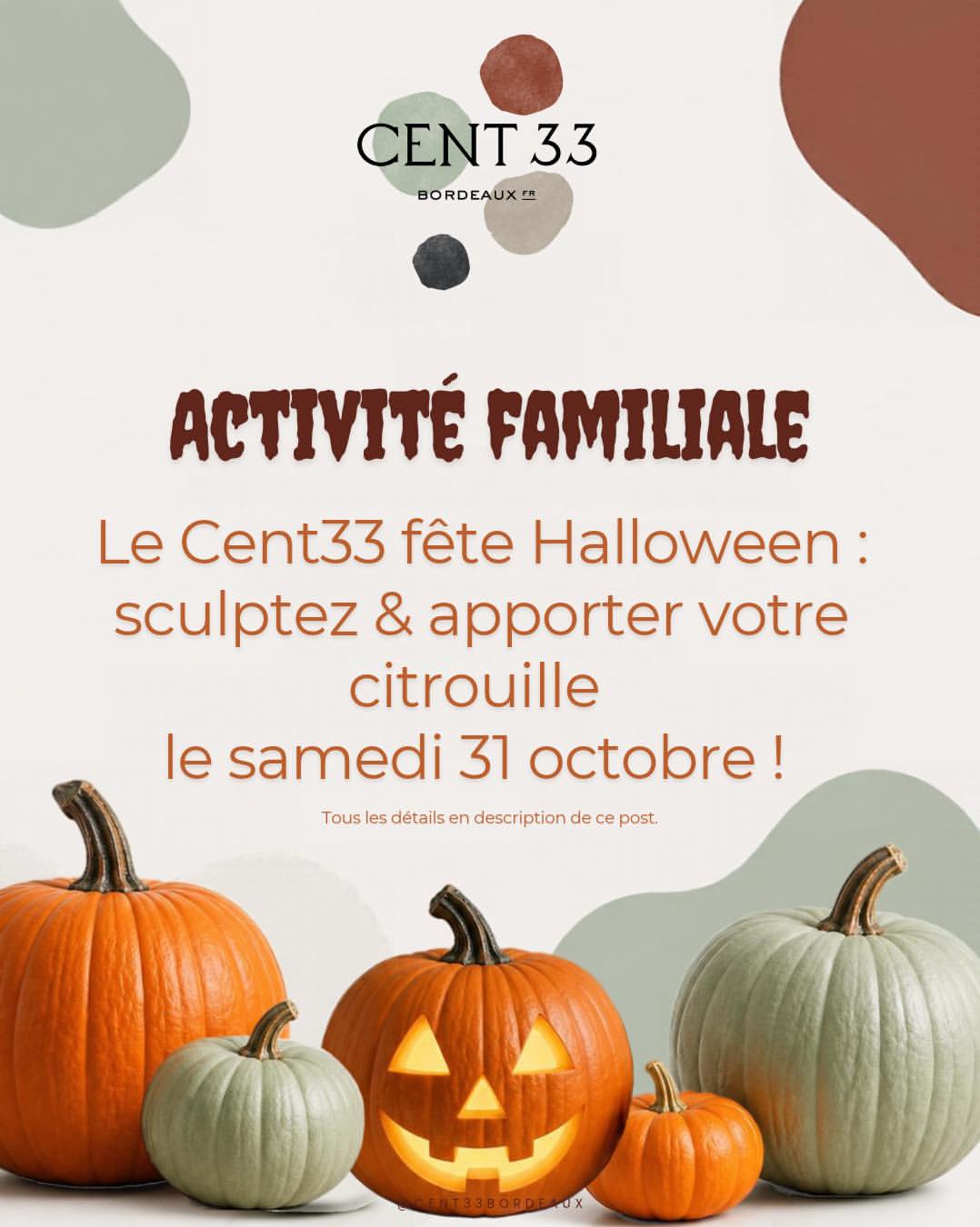 🎃Activité familiale – Le Cent33 fête Halloween : apportez votre citrouille 🎃