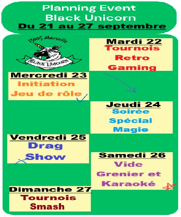 Du 21 au 27 septembre au Black Unicorn 🦄 c'est