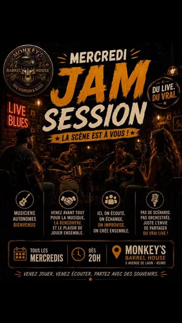 Mercredi Jam Session au Monkey'S