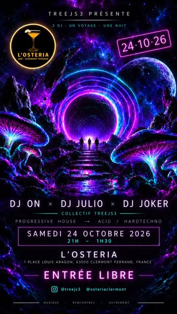 Treejs3 × L’osteria — Une Nuit, 3 Dj, Un Voyage 🚀