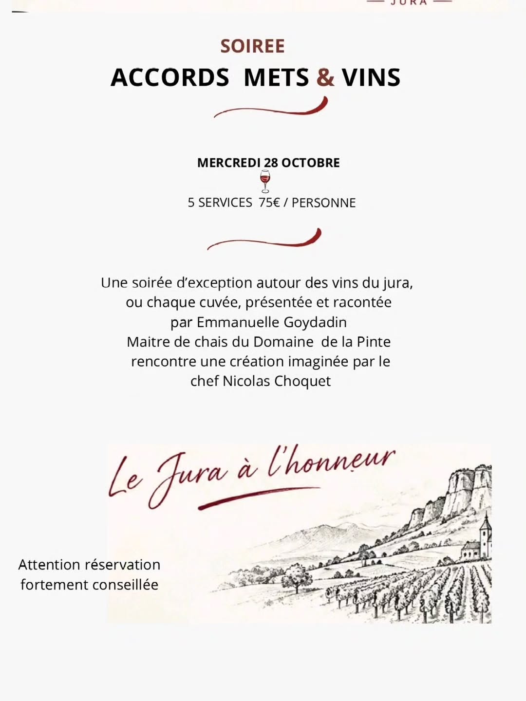 🍷 Soirée « Accords Mets & Vins » — le Jura À L’honneur 🍽