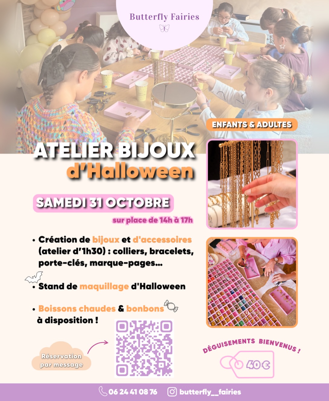 Samedi , on fabrique ses bijoux, on se fait maquiller… et on est prêts pour la soirée d’Halloween 🎃