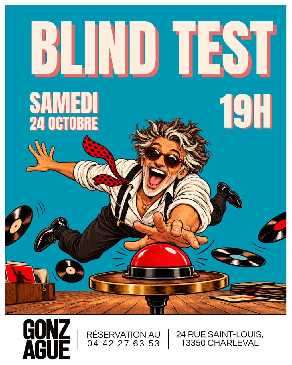Ce samedi, on se retrouve pour une soirée blind test dans la bonne humeur ! 🍷