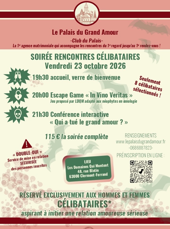 8 célibataires. 1 escape game. 1 soirée pour croire à nouveau au grand amour. 🦇🍷