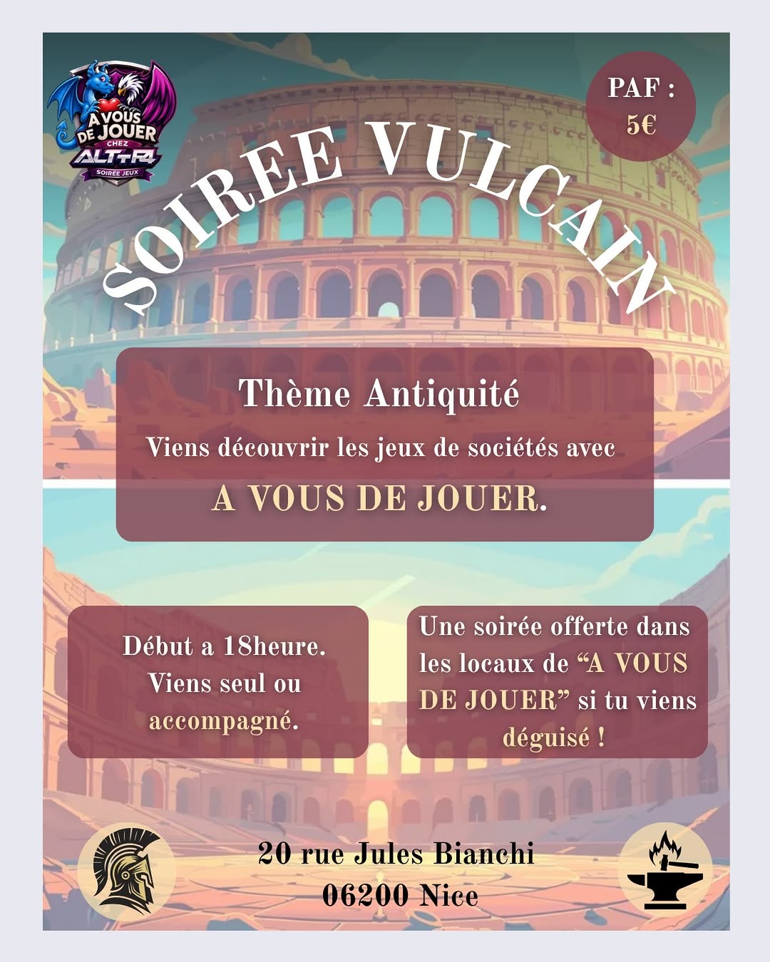🏛⚔ Soirée Jeux de Société — Thème Antiquité ! ⚔🏛