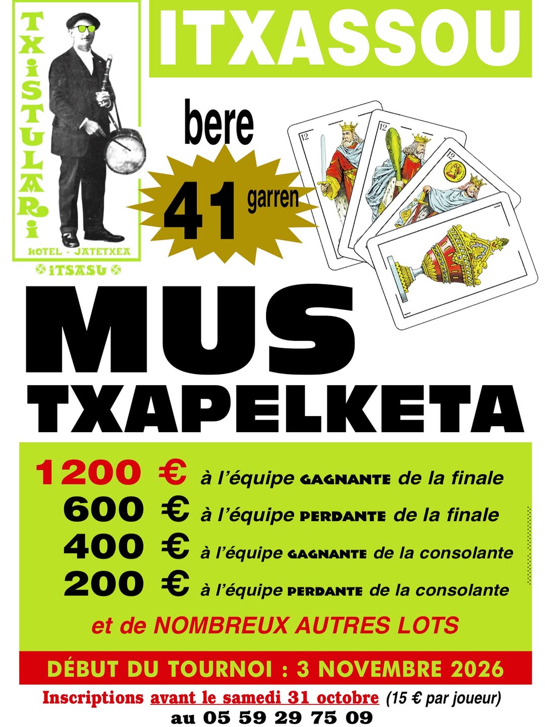 🏆 41ème Tournoi de Mus à l’hôtel Restaurant le Txistulari