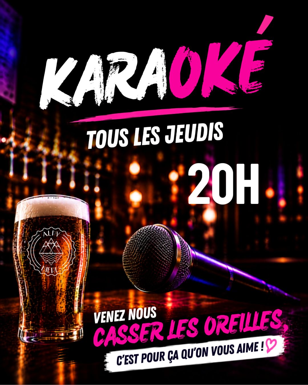 Jeudi soir comme chaque jeudi à 20h, c’est la soirée KARAOKÉ !