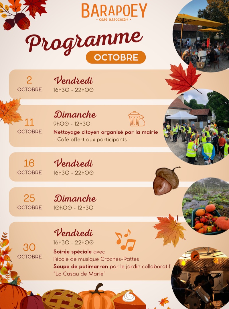 2. Vendredi , soirée musicale et automnale au bar ! Nous recevrons l'école de musique pour une pr