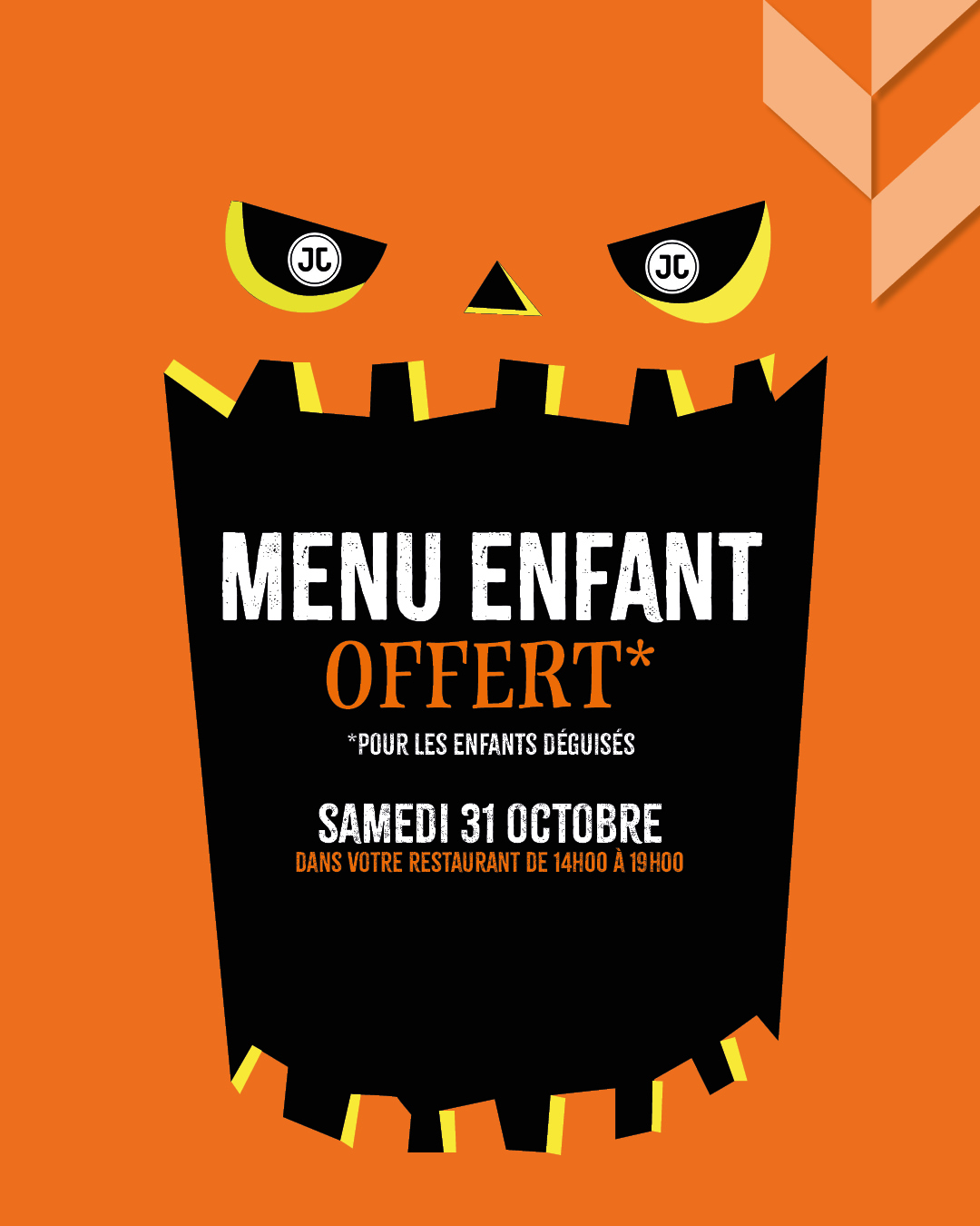 Menu enfant offert et ateliers à découvrir sur place pour vos petits monstres déguisés ! 🎃