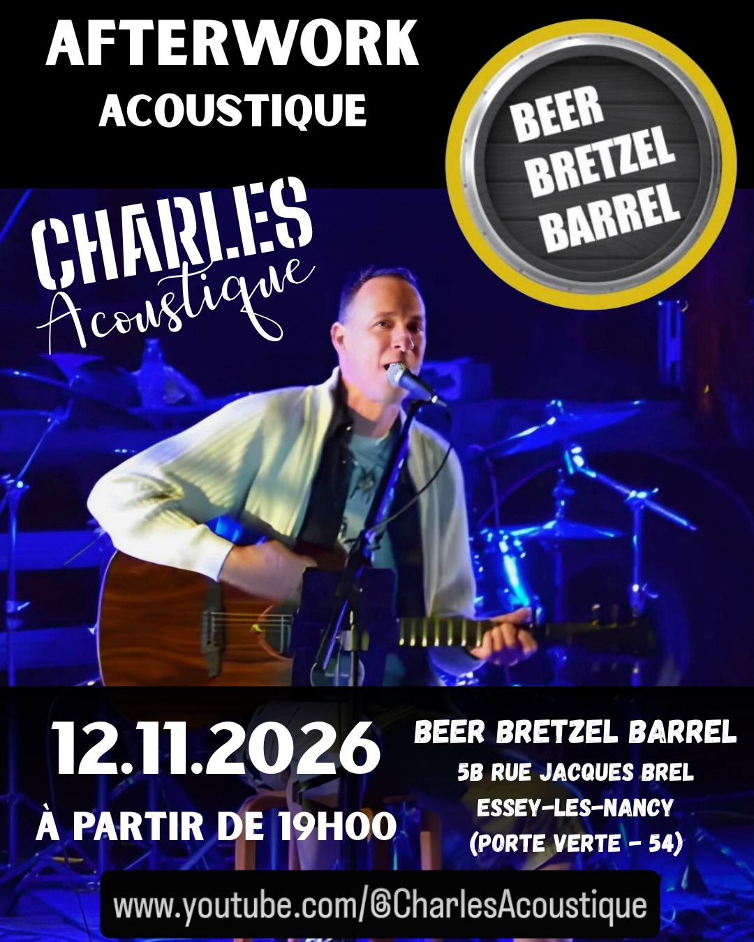 AFTERWORK Acoustique au BEER BRETZEL BARREL le jeudi 12 novembre 2026 à 19h00