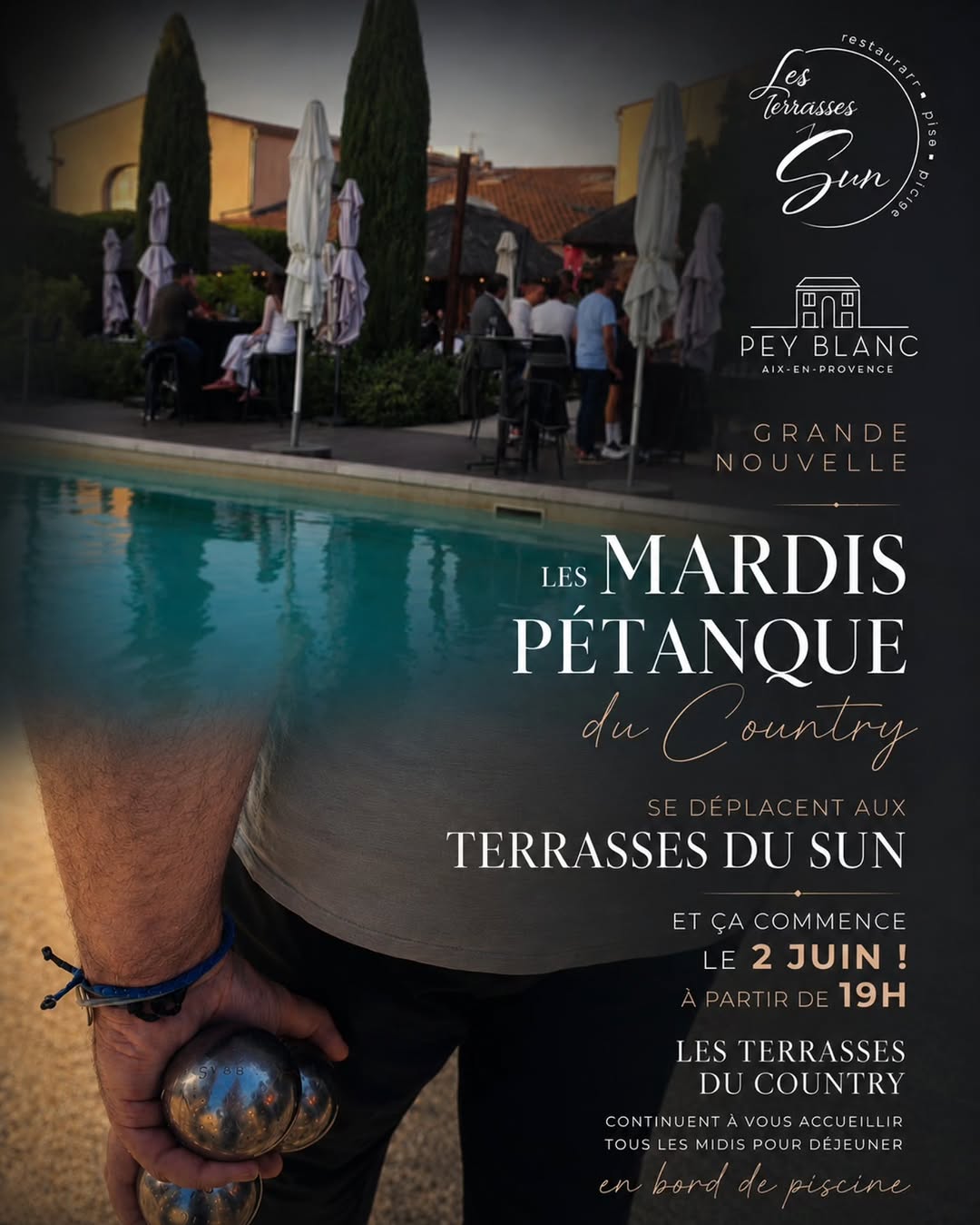 Cet été, les Mardis Pétanque du Country déménagent aux Terrasses du Sun !