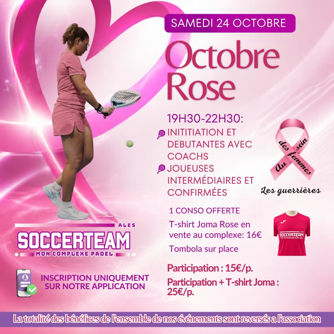 🩷 Du padel, du partage et de la solidarité pour ce 3eme événement Octobre Rose !