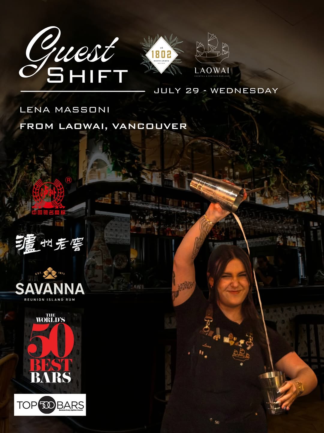 Le 29 juillet, le Bar 1802 accueille Léna Massoni, barmaid chez *Where is Laowai* à Vancouver.