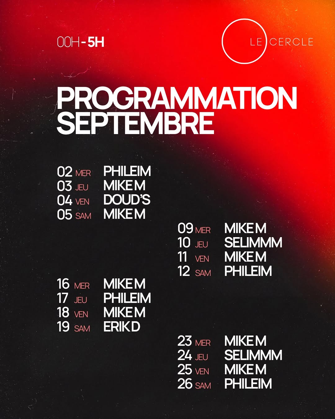 Line-Up DJ - Septembre